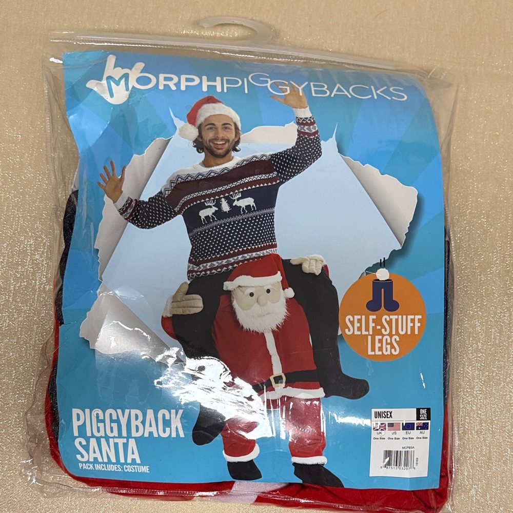 Ugly sweater piggyback Santa costume